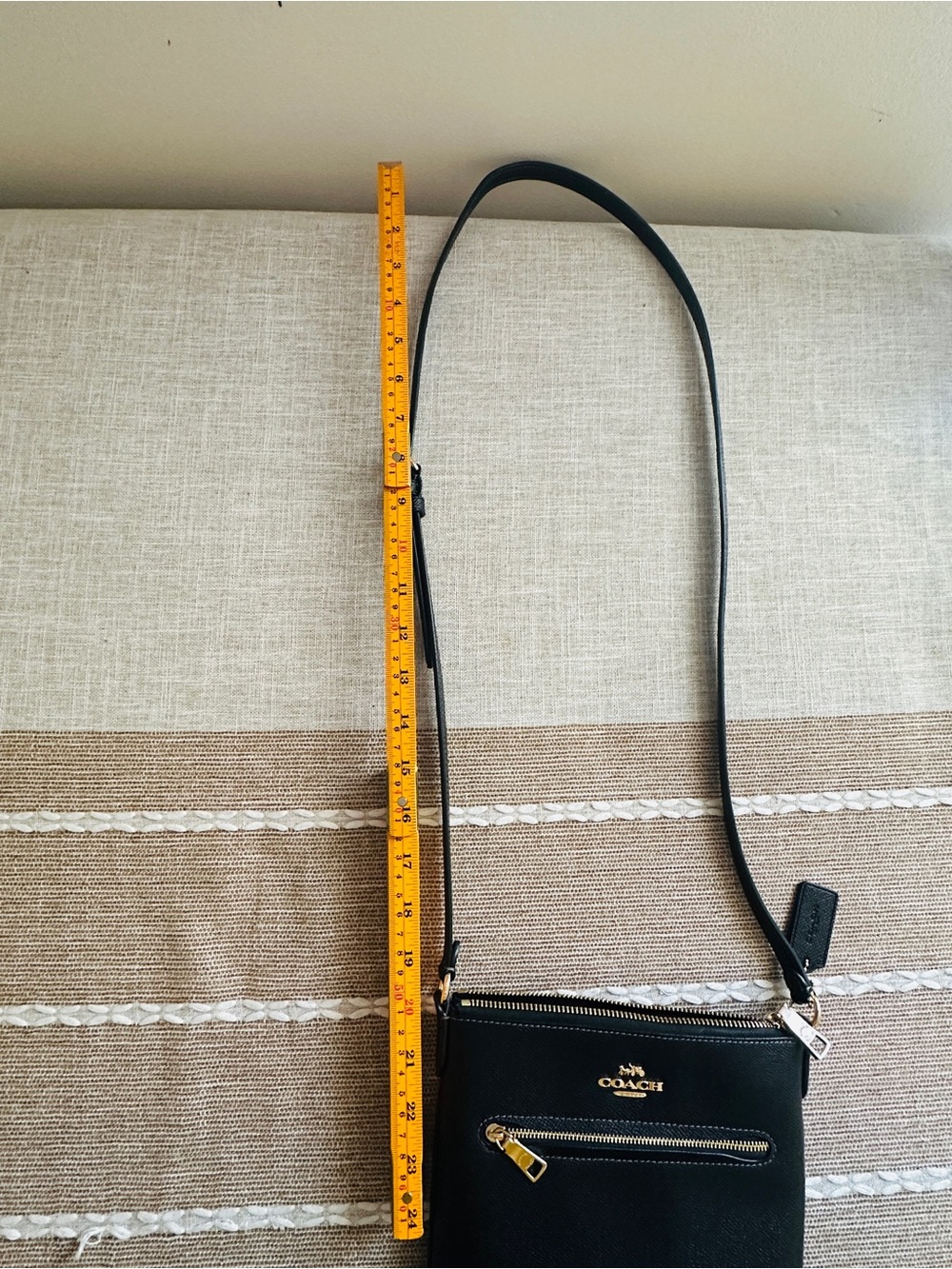 Coach Black Mini Rowan File Pebbled Leather Crossbody with Gold Accents - Picture 14 of 14